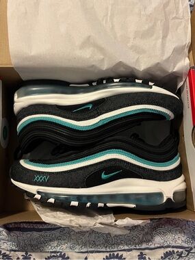 Nike Air Max 97 in Black with Teal and White Accents